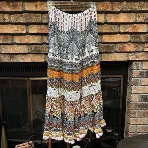 Multi colored rayon skirt made in India. Small